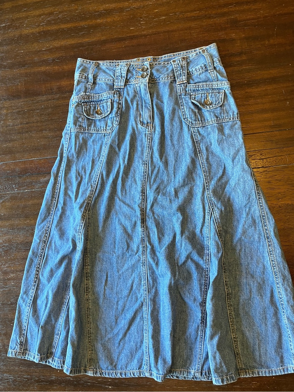 Vintage Denim Midi Skirt